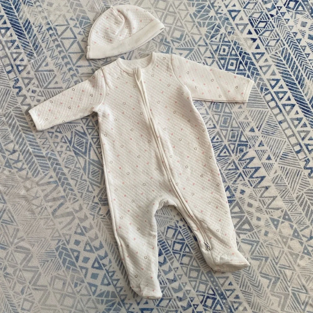 Little Me Quilted 6 Months Onsie & Hat
